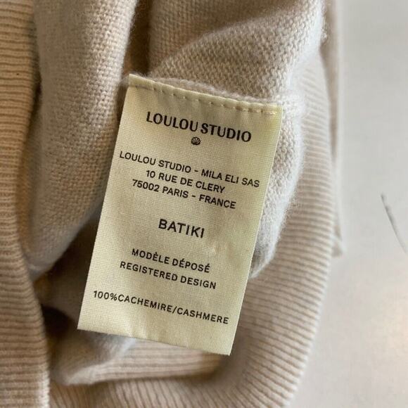 Loulou Studio Cardigan Womens M Medium Beige Batiki Cashmere Cropped Button Up - Picture 11 of 15